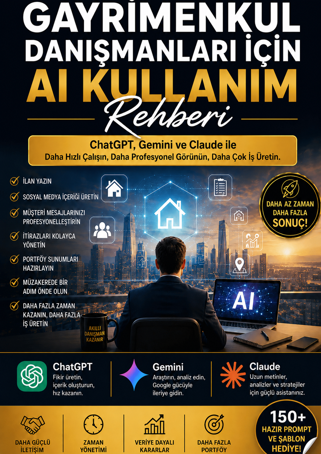 Gayrimenkul Danışmanları İçin AI Kullanım Rehberi e-kitap kapağı